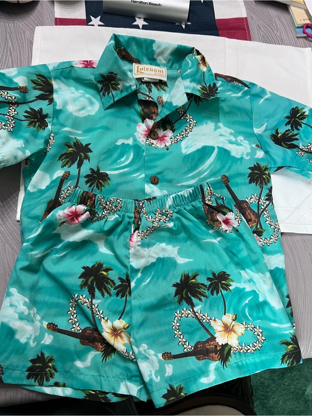 Lolenani Hawaii 2 Pc Boys Size 6 Hawaiian Shirt Shorts Set Made in Hawaii Cotton